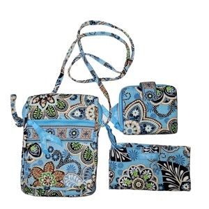Vera Bradley Bali Blue Floral crossbody wallet bundle